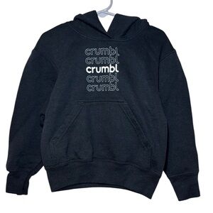 Crumbl Cookies Unisex Kids Black Hooded Sweatshirt with “Crumbl” logo Size XS